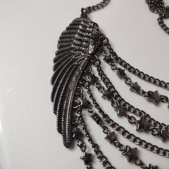Dark Wings And Stars Necklace Adjustable 21 To 23 Inches Long - Picture 7 of 10